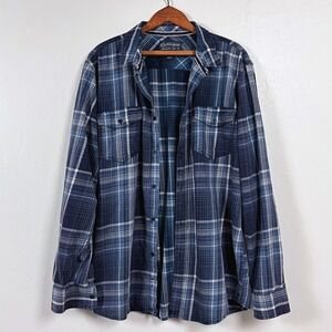 American Rag Plaid Shirt Mens XL Blue Cotton Button Up Indie Grunge Casual Layer